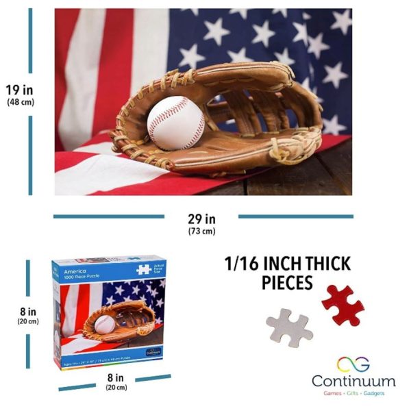 1000 Piece Puzzle - Flag & Baseball Mit - Image 2
