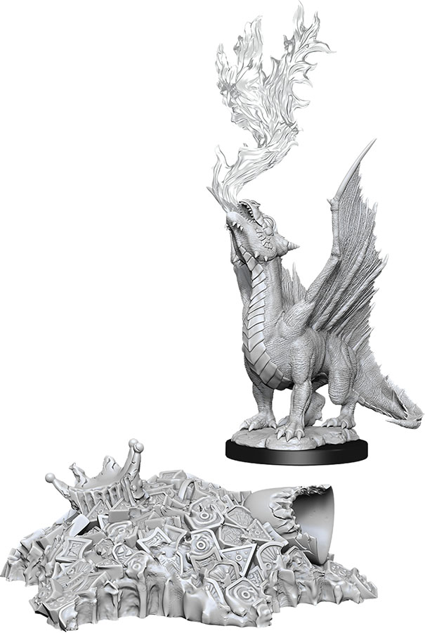 Dungeons & Dragons: Nolzur's Marvelous Unpainted Miniatures - W11 Gold Dragon Wyrmling & Small Treasure Pile