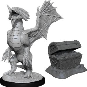Dungeons & Dragons: Nolzur's Marvelous Unpainted Miniatures - W13 Bronze Dragon Wyrmling & Pile of Sea found Treasure