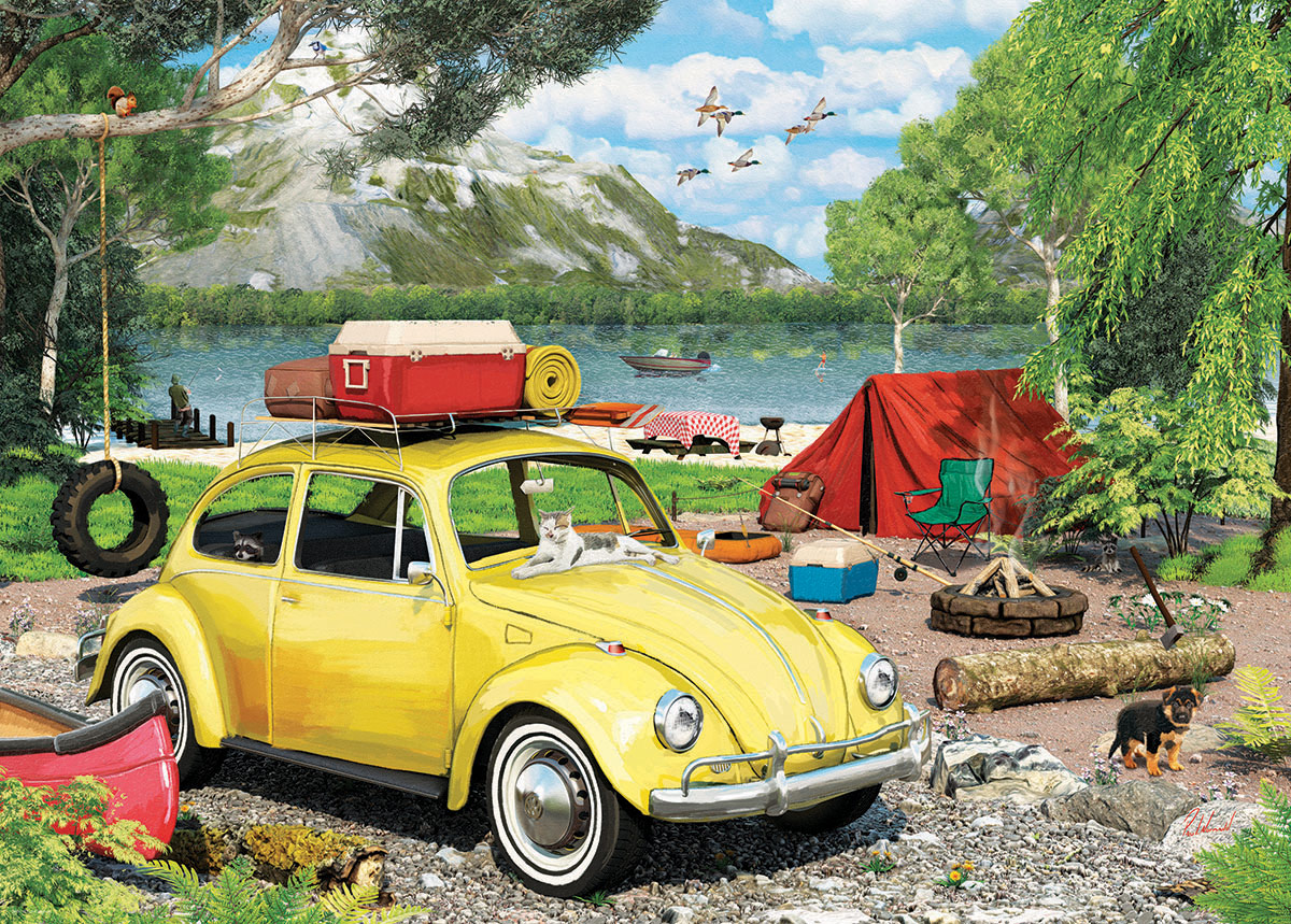 VW Beetle Camping Shaped Tin - Image 3