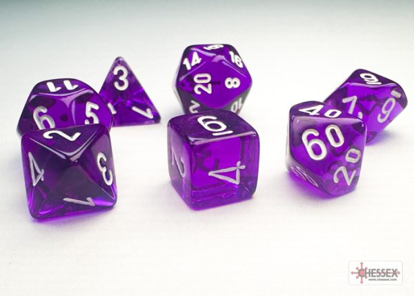 Translucent Mini-hedral™ Purple/white 7-Die Set - Image 2