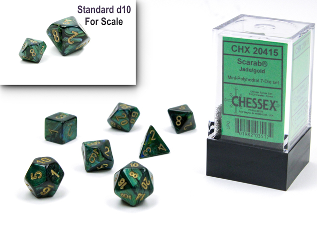Scarab® Mini-hedral™ Jade/gold 7-Die Set