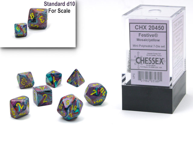 Festive® Mini-hedral™ Mosaic/yellow 7-Die set
