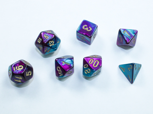 Gemini® Mini-hedral™ Purple-Teal/gold 7-Die Set