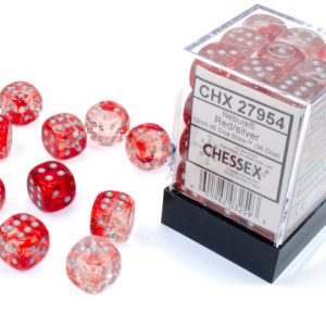 Nebula Red/silver Luminary 12mm d6 Dice Block (36 dice)