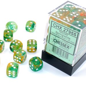Nebula Spring/white Luminary 12mm d6 Dice Block (36 dice)