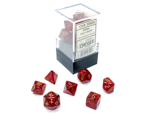 Glitter Mini-hedral™ Ruby Red/gold 7-Die Set - Image 2