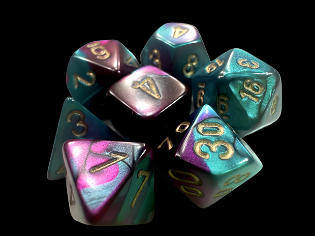 Gemini® Mini-hedral™ Purple-Teal/gold 7-Die Set - Image 2