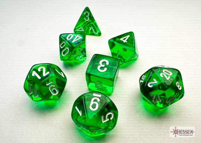 Translucent Mini-hedral™ Green/white 7-Die Set - Image 2