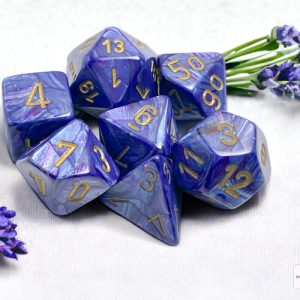 Lustrous Purple/gold Polyhedral 7-Dice Set