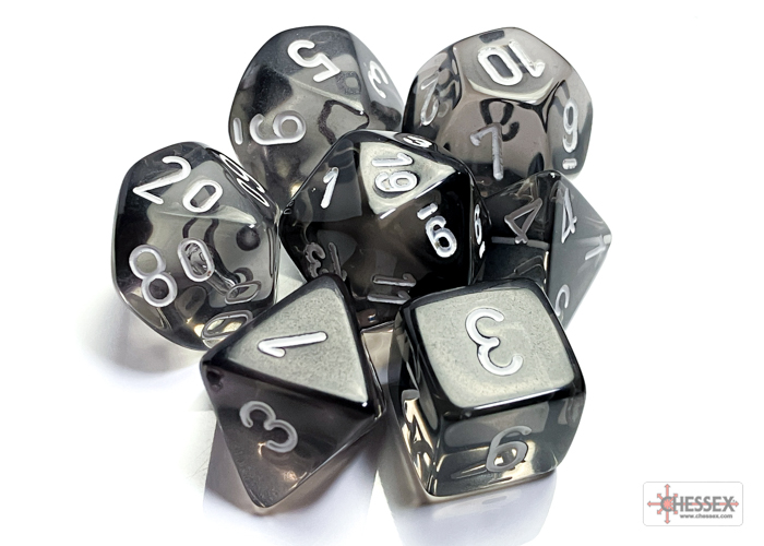 Translucent Smoke/white Polyhedral 7-Dice Set - Image 2