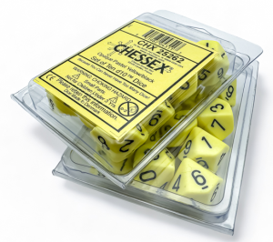 Opaque Pastel Yellow/black Set of Ten d10s