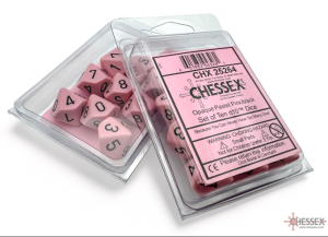 Opaque Pastel Pink/black Set of Ten d10s