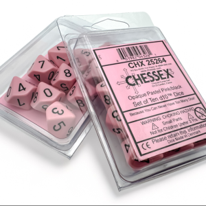 Opaque Pastel Pink/black Set of Ten d10s