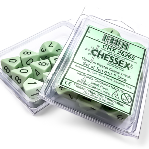Opaque Pastel Green/black Set of Ten d10s