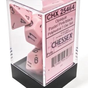 Opaque Polyhedral Pastel Pink/black 7-Die Set