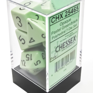 Opaque Polyhedral Pastel Green/black 7-Die Set