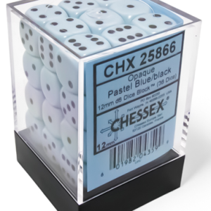 Opaque 12mm d6 Pastel Blue/black Dice Block (36 dice)