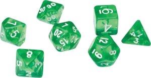 RPG Dice Set (7): Translucent Green Resin