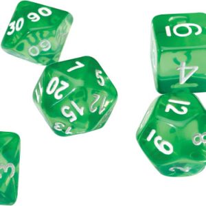 RPG Dice Set (7): Translucent Green Resin
