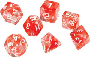 RPG Dice Set (7): Red Cloud Transparent Resin