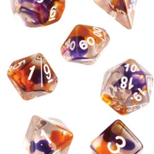 RPG Dice Set (7): Purple, Orange Clear