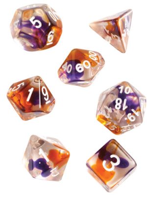 RPG Dice Set (7): Purple, Orange Clear