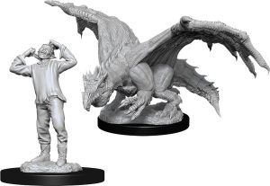 Dungeons & Dragons&colon; Nolzur's Marvelous Unpainted Miniatures - W11 Green Dragon Wyrmling & Afflicted Elf