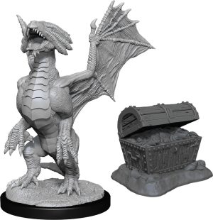 Dungeons & Dragons&colon; Nolzur's Marvelous Unpainted Miniatures - W13 Bronze Dragon Wyrmling & Pile of Sea found Treasure
