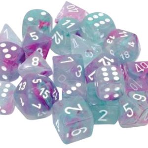 Nebula: Polyhedral Wisteria/white Luminary 7-Die Set