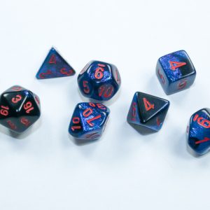 Gemini: Mini-Polyhedral Black-Starlight/red 7-Die Set