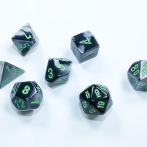 Gemini: Mini-Polyhedral Black-Grey/green 7-Die Set