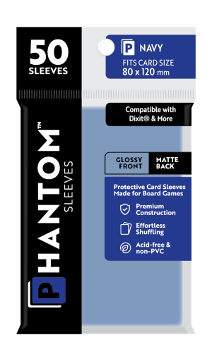 Phantom Sleeves: "Navy Size" (80mm x 120mm) - Gloss/Matte (50)