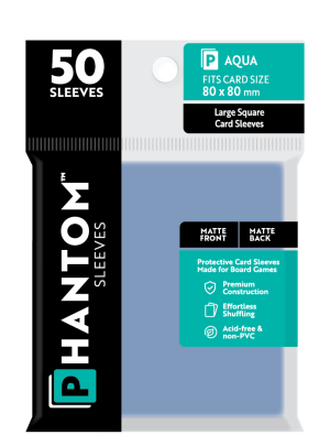 Phantom Sleeves: "Aqua Size" (80mm x 80mm) - Matte/Matte (50)