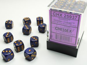 Speckled Golden Cobalt 12mm d6 Dice Block (36 dice)