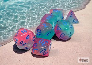 Gemini Gel Green-Pink/blue Luminary Polyhedral 7-Dice Set