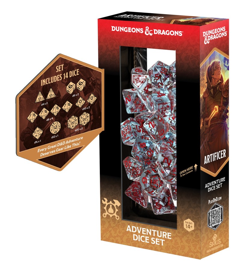 Sirius Dice: 14CT D&D Adventure Dice Set - Artificer (Clear) - Image 2