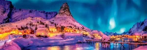 Colorful Night Over Lofoten Islands, 1000 Pc Panorama Puzzle
