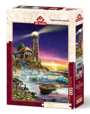Sunset By The Lighthouse 500 Piece Jigsaw Puzzle
