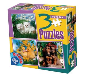 Kittens Ducklings Puppies Jigsaw Puzzle 3-Pack