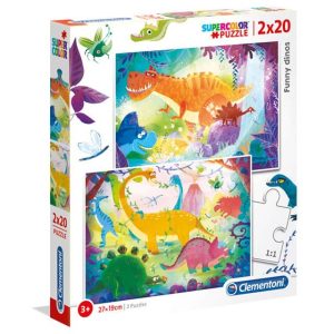Supercolor Puzzle 2x20 - Dinosaurs - 2x20 Pcs