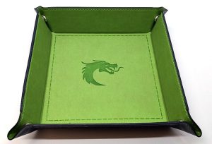 Old School Dice: Square Rolling Tray - Green w/ Blue Back