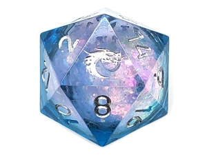 Old School Dice: Sharp Edged 22mm D20 - Liquid Infused - Twilight Fury